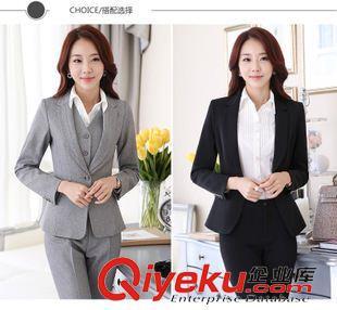 女制服 廠家直銷職業裝女裝套裝春秋韓版OL修身女式兩件套移動通訊工作服圖片|女制服 廠家直銷職業裝女裝套裝春秋韓版OL修身女式兩件套移動通訊工作服產品圖片由深圳市虹彩紡織品公司生產提供-
